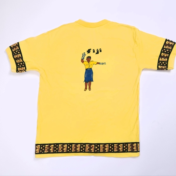Bula Fuji Bright Yellow Vintage Cotton Graphic T Shirt Mc.Poly Size 42 - Picture 10 of 11